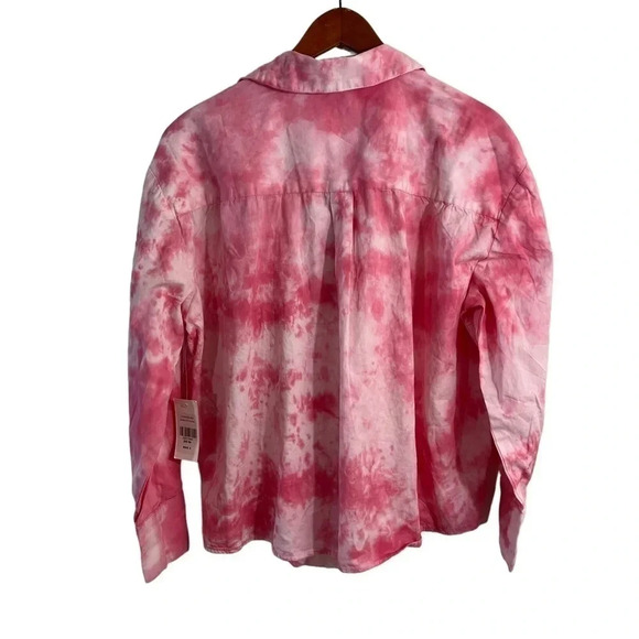 Fashion to Figure NWT Pink Tie Dye Button Up Shirt Plus Size 0X Long Sleeves Top - Picture 2 of 7